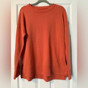 Time and Tru Orange Crew Neck Sweater with Fine Knit